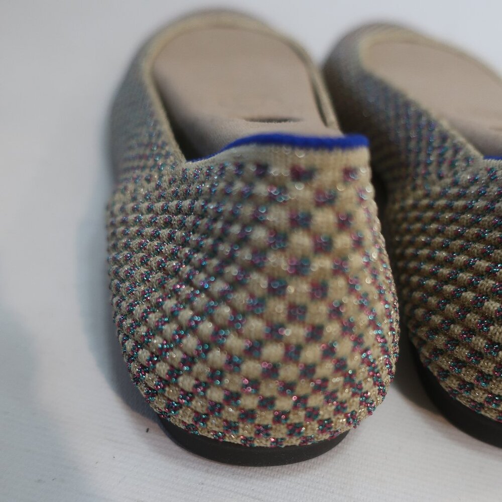 Like New Womens Rothy's Multi Gold Metallic Textile Ballet The Flat Shoes 7.5 CO - Picture 8 of 12